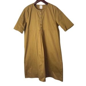 Madeleine Studio 18 • brown olive cotton smock Maternity midi Dress extra large